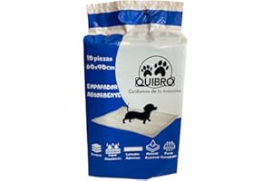 QUIBROPETS Empapadores Desechables para Perros 60x90 - Alfombrillas higiénicas para Entrenamiento de Mascotas - Atrayente de Micciones - 10 Unidades.