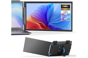 ASKHAND Estensore dello schermo del computer portatile 14 pollici doppio schermo estensore del monitor portatile FHD 1080P IPS Built-in Stand/Speaker Screen Extender per laptop da 13"-17" Mac Windows Chrome