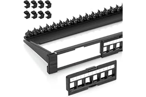 EVEREST MEDIA SOLUTIONS Everest 24 Port Keystone Patch Panel (1-Pack) - Removable 6-Port Panels - Use with Slim Profile Keystones ONLY (Wider Jacks May not fit Side by Side) - 8 Blank Keystone Jack Inserts Included