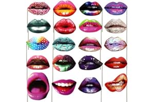 FPEAOB 20 Stücks Fotorequisiten Fotoaccessoires Komisch Lippe Mund Foto Booth Requisiten Fotorequisiten Junggesellinnenabschied Foto Props Dekorationen Zubehör DIY kit für Hochzeit Party Geburtstag (Bunt)
