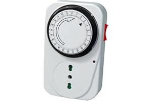 SQUADO - Presa Elettrica Temporizzata Timer 24 Ore Programmabile Presa di Corrente con Temporizzatore Regolabile Meccanico Giornaliero Spina Italiana Bianco