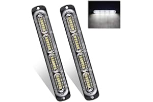 Teguangmei Luci Stroboscopiche di Emergenza,Universali 24LED 72W Lampeggiante Montaggio Superficiale Bianca Attenzione Pericolo di Costruzione Barra Luminosa per Veicoli Fuoristrada 12-24V,2 pz