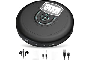 Woukksy przenośny odtwarzacz CD z głośnikiem i podwójnymi wejściami na słuchawki, z możliwością ponownego ładowania, z bateriami 2000 mAh, przenośny Discman Anti-Skip dla dzieci, dziewcząt, chłopców, do samochodu