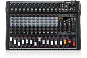 ZRAMO 8/12/16 Channel Sound Mixer Board Premium Analog Mixer with Multi-Track USB Bluetooth and 48V Phantom power For Studio Karaoke PC Live Performance KTV Home Stage Music Effects (12 Channel)