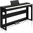 LALAHO Digital Piano 88-Key Weighted Action Electric Piano with 3-Pedal Unit, Double Bluetooth, Split/Touch/Transpose Control Functions(Black)