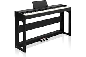 LALAHO Digital Piano 88-Key Weighted Action Electric Piano with 3-Pedal Unit, Double Bluetooth, Split/Touch/Transpose Control Functions(Black)
