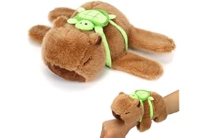 MELEAGER Pulsera Capybara Slap Snap de Peluche con Mochila Tortuga - Regalo Niñas y Niños
