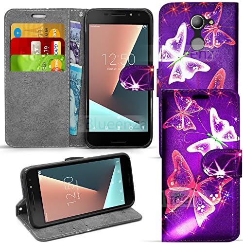 Vodafone Smart E8 Wallet-Leather-Case-Cover-For Various-Phone-Models Vodafone Smart E8 (3D Butterflies 3D)