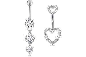 NIUSIMAN 14G Piercing ombelico Oro Argento Piercing ombelico acciaio chirurgico 2 pezzi Piercing ombelico farfalla cristallo cuore Piercing ombelico gioielli Set 10MM Bananabells ombelico Anelli