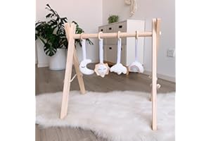 Caudblor Drewniany trapez do zabawy, zabawka dla niemowląt, puzzle gimnastyka wraz z zawieszką, gimnastyka dla niemowląt, aktywna zabawka do pokoju dziecięcego, dekoracja pokoju dziecięcego