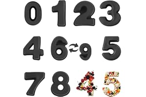 YXHZVON 9 Pièces Moule à Gâteau Number, 3D en Silicone Numérique, 25cm Moule Number Cake Grand Format 0-8 Pour Anniversaire et Anniversaire de Mariage(Noir)