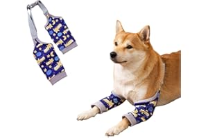 MEIAOBEST Dog Front Leg Joint Protector Sleeve,Elbow Sleeves with Mesh Pad for Medium Large Dogs Prevent Licking Wound_L(Blue)
