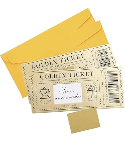 Cartes à Gratter Dorées Personnalisables - Lot De 2 Cartes Avec Enveloppes Et Autocollants | Pour Anniversaire, Mariage, Cadeau Surprise