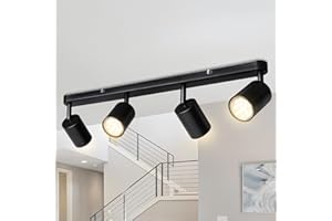 Smanu LED Deckenleuchte Schwenkbar,Deckenstrahler 4 Flammig Deckenleuchte GU10 (Ohne Leuchtmittel),Schwarz Deckenlampe Wandstrahler Spotlight Lampe Deckenspots für Wohnzimmer Schlafzimmer Küchen