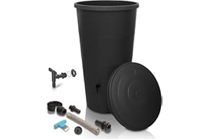 YourCasa Regentonne 160 Liter [inkl. Anschlusset & Bohrer] Regenfass Wetterfest aus Kunststoff mit Wasserhahn - Regenwassertonne - Wasserfass Regenwassertank Wassertonne für Garten (Anthrazit, 160L)