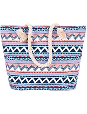 Strandtasche Shopper Damen Aufdruck viele Muster Geometrie Groß XL mit Reißverschluss