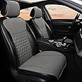 Black Panther 1 Pair Luxury PU Leather Front Car Seat Covers Protectors Compatible with 95% Cars - No Heating (Saloon/SUV/Pickup Truck/Van) - Gray