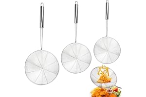 Aiareozy Schiumarola Acciaio Inox, 3 Pezzi Ragno da Cucina Acciaio, Schiumarola per Fritti, Colino Fritto, Ragno Cucina per Cucinare, Friggere, Arrostire, Pasta o Gnocchi in Cucina