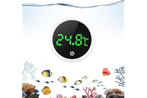 OQIMAX Cyfrowy termometr do akwarium, mini wyświetlacz LED, wysoka precyzja, dotykowy wake-up, bezprzewodowy