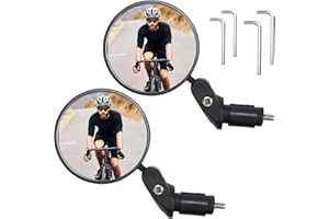 Qcdou Retroviseur Vélo, 2 Pièces HD 360° Retroviseur Vélo Rotatif Pliable, pour guidon 17.4-22 mm, Miroir Bicyclette guidon, Miroir Trotinette Electrique, pour Vélos de Ville, VTT, Vélos Electriques