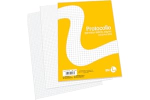 BM BeMore - Carta Protocollo A4, 0100187 - Rigatura 5mm con Quadretti 5mm - Carta 60 g/mq - Blister da 200 Fogli da Protocollo - Ideale per Scuola e Ufficio