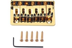Alnicov Cordiera per chitarra a carico dall'alto con ponte a sella rigida fissa in metallo 73mm per chitarra elettrica a 6 corde Oro