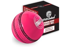 ONEGlobal Supreme – Balle de cricket en cuir | 100 % cousue à la main, 156 g – 5,5 oz, construction imperméable en 4 pièces | Balles de cricket rigides de qualité match