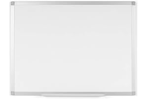 BoardsPlus - Lavagna Bianca, 90 x 60 cm, Lavagna Cancellabile A Secco Con Cornice Sottile In Alluminio Anodizzato, Superficie In Melamina (Non-Magnetica)