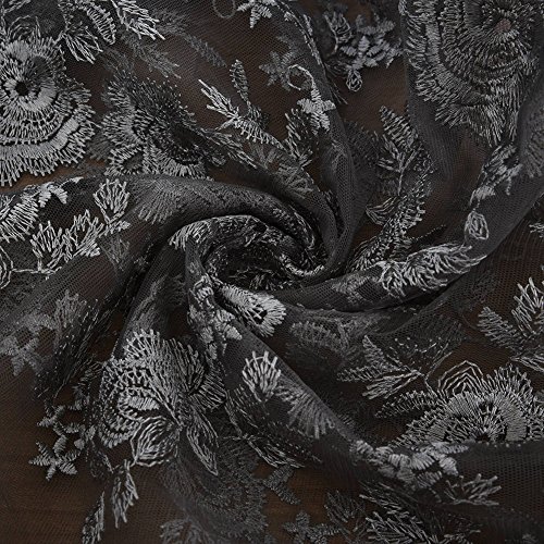 Sundlight gestickte Spitze 2 Yards Rosen Polyester Spitze Stickerei Hochzeits Kleid Gewebe-grau - 2