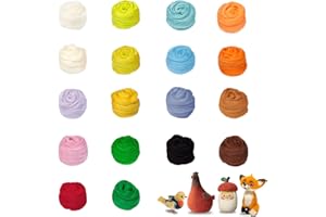 RYAN Lana Cardata Kit 18 Colori di Lana Feltro Starter Kit di Feltro ad Ago per la Filatura a Mano Progetti Artigianali Fai da Te (10 g/Colore)