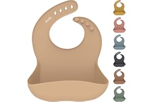 OLGS Silikon Lätzchen Baby Fütterlätzchen Babylätzchen mit Auffangschale | Silikonlätzchen für Jungen und Mädchen | BPA-Frei & Wasserdicht, Abwaschbar Cream | Ergonomisch Babylatz Latz für Kleinkinder