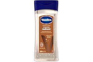 Vaseline Intensive Care Cocoa Radiant Vitalizing Body Oil With 100% Pure Cocoa Butter & Replenishing Oils For Long-Lasting Radiant Glow| Non-Greasy Body Gel Oil for Healthy & Glowing Skin| 200 ml