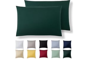 Alreya Juego de 2 Fundas de Almohada 100% Algodón Jersey 30 x 50 cm - Verde Bosque - Funda de Cojín para Cama - 30x50 cm Fundas de Cojínes de sofá hipoalergénica