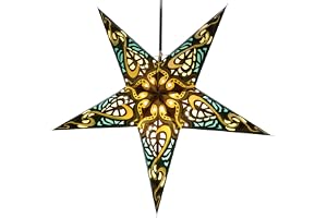 GURU SHOP hopvikbar adventslampa/pappersstjärna/julstjärna, 60 cm – Galadriel-grön, stjärna, fönsterdekoration