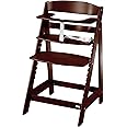 roba 2-in-1 Wooden Grow-Along High Chair Sit Up Flex - Adjustable Height - from 6 Months up to 70 kg - Anti-Tipping Baby Chair with Smooth Surface - Brown