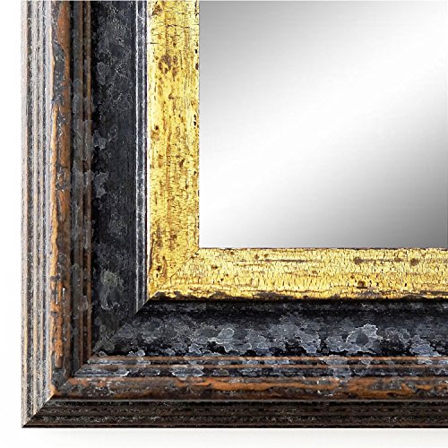 Spiegel Wandspiegel Badspiegel Flurspiegel Garderobenspiegel - Über 200 Größen - Trento Schwarz Gold 5,4 - Außenmaß des Spiegels 30 x 80 - Wunschmaße auf Anfrage - Antik, Barock