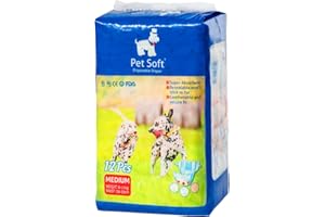 Pet Soft Disposable Dog Puppy Nappies Female Medium 12 Count - Super Absorbent Dog Doggy Cat Diapers