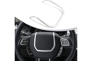 DIYUCAR Tiras decorativas para volante de coche, ABS, color plateado mate, para Rangerover Evoque 2012-2017, accesorio
