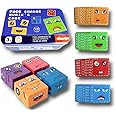 Kiddie Galaxia® Smiley Face Emoji Cube Face Changing Game for Kids Face Expression Matching Block Puzzle Toy with Bell Preschool Educational Learning Memory Building Board Games