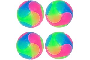 FineInno 4 Pcs LED Juguete de Pelota de Masticar,Bola de Mascota Perros, Bola de Salto para Perros y Gatos, luz LED Intermitente Chew Ball Toy