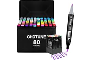 CHOTUNE Pennarelli 80 Colori，Impermeabili Marcatore Doppia Punta Design Morbido Della Testa，Marker Set Facile da Miscelare per Schizzi e Illustrazioni, con Base e Borsa per il Trasporto.