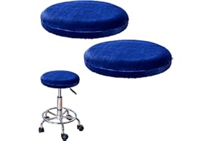 Hahhhha Paquete de 2 Fundas Redondas para Taburete de Bar, Fundas elásticas para sillas de Bar Fundas de cojín Lavables para taburetes de Polvo Protector de Asiento para Silla de Oficina, Azul Oscuro