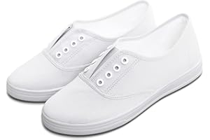 Hitmars Damskie trampki Convas do noszenia w czasie wolnym, lekkie buty z materiału, niski top, bez sznurowadeł, buty z płótna żaglowego, oddychające, wygodne, czarne, popielnicze, białe, Eu35-Eu43