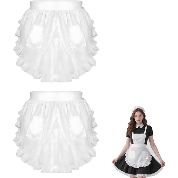Tablier En Dentelle Ébouriffée Vintage Blanc - Tablier De Servante Française à Double Poche