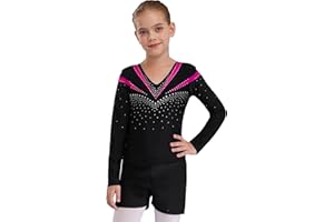 FEESHOW Mädchen Kinder Gymnastikanzug Ballett Gymnastikbody Turntrikot Gymnastikhose Shorts Sport Tanzoutfit Athletic Wettkampf Trainingsanzüge