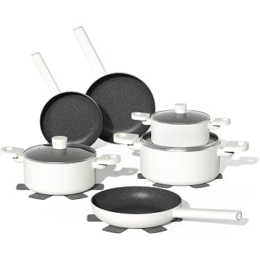 Oster Platinum Rooney 12-teiliges Kochgeschirr-Set | Aluminiumguss, Keramisch Beschichtet | Induktionsgeeignet, Grau