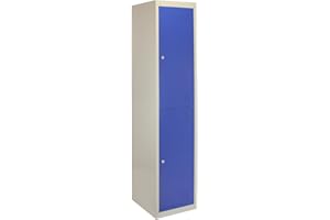 MONSTER RACKING Lockable Storage Locker Filing Cabinet 2 Metal Doors Flat Packed Blue And Grey Steel Unit Staff Gym School Changing 1 Rail & 1 Shelf Air Vent 2 Keys Per Door FREE Magnets & Name Card