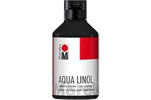 Marabu 15100013073 - Tinta de linóleo a base de agua, resistente a los borrones, negra, 250 ml, para todas las técnicas de impresión en relieve en la escuela, el ocio y la gráfica
