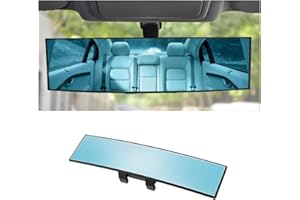 Osilly Rear View Mirror for Car, 12.1 inch Interior Clip-on Panoramic Convex Rearview Mirrors, HD Anti Glare Wide Angle and Reduce Blind Spot, Universal for SUV Trucks Vehicles (Blue)