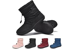 Wizshoe Kinder Barfußschuhe Wasserdicht Winterschuhe mit Breite Zehenbox Warm Gefüttert Rutschfest Gummisohle Gr.30-36 (Es wird empfohlen eine Nummer größer zu wählen)